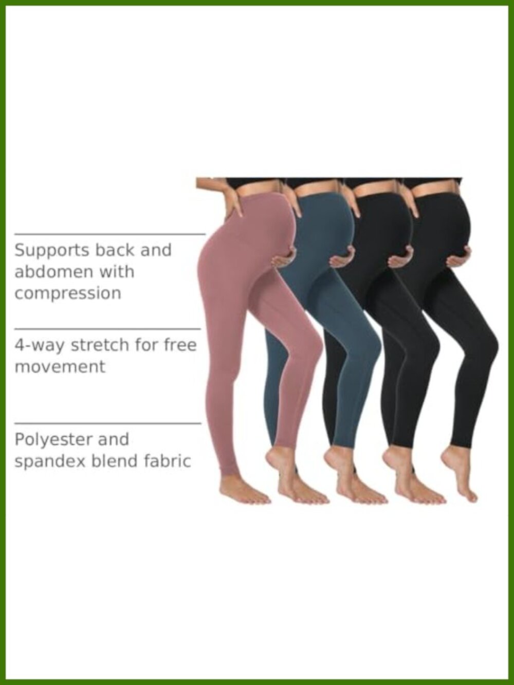 4 Pack Maternity Leggings Over The Belly High Waisted Yoga Pants - Picture 3 of 6